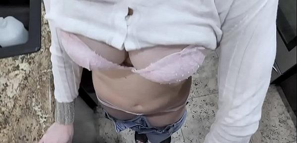  Brianna Roses stepson ask her to shows him her undies and soon the guy has a raging hard onshe gave him a  blowjob and takes a mouthful of tasty cum.